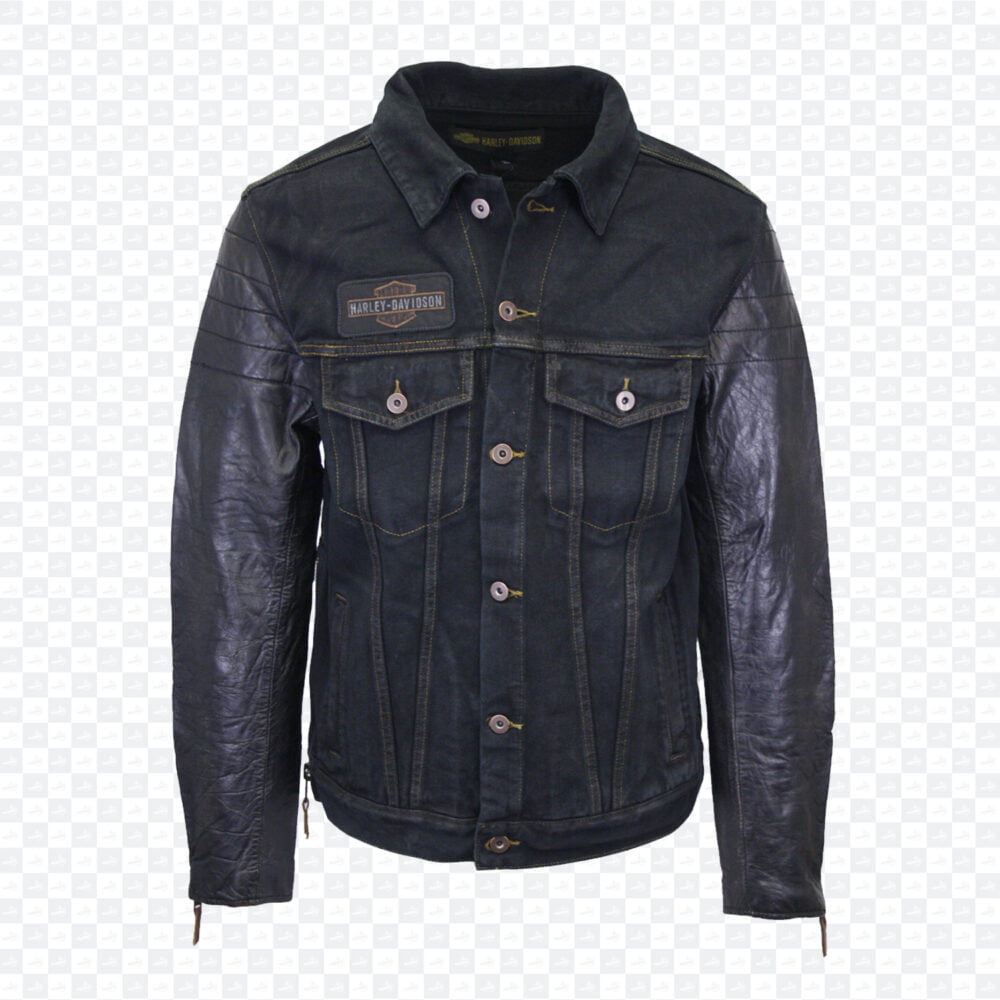 Harley-davidson men’s denim & leather sleeve button up jacket » motogp gears