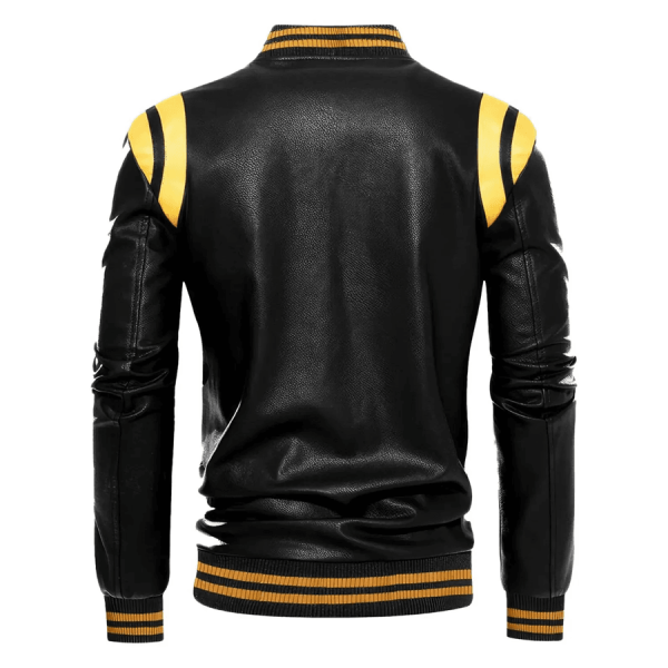 Men’s Black Sheepskin Motorcycle Racing Jacket – Slim Fit Track Ready – view 2