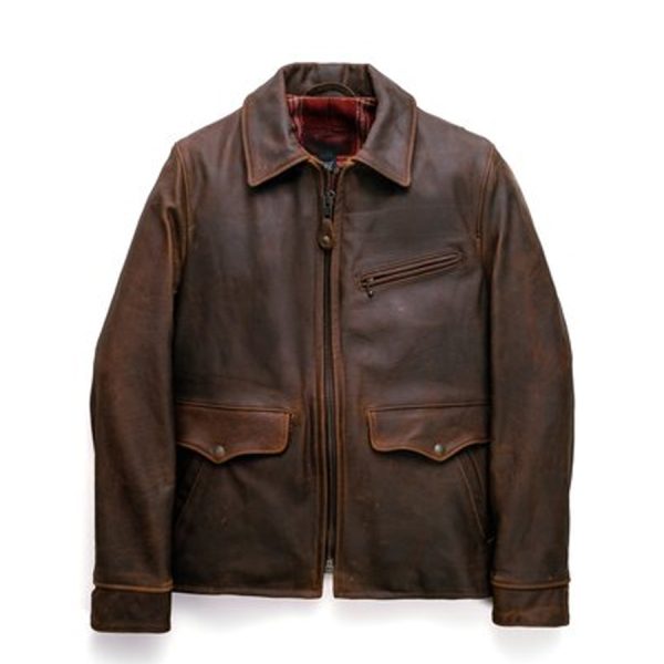 Bison Leather Motorcycle Racing Jacket – Full-Grain CE Armor – Wool Plaid Liner